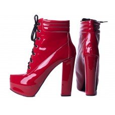 Bota Arrasadora Coturno Meia Pata Verniz Vermelho - Bridge-C_AR