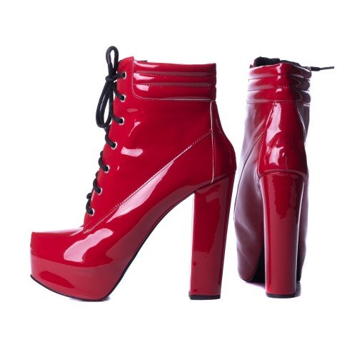 Bota Arrasadora Coturno Meia Pata Verniz Vermelho - Bridge-C_AR